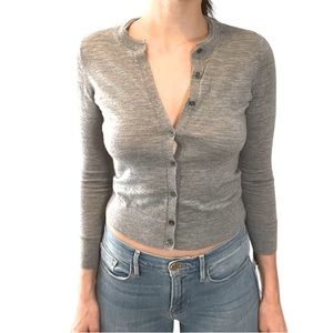 BANANA REPUBLIC XS cardigan Heather gray fine merino knit button up